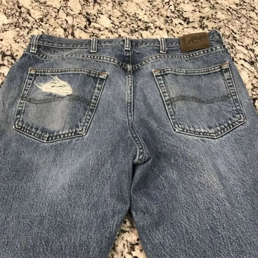 Distressed Lee Regular Fit  Mens 36x29 Blue Denim‎ Jeans Kansas City USA 🇺🇸